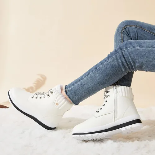Miniatura 5 de BABUDOG Botines impermeables para mujer para exteriores (suela antideslizante), botas de combate de moda con cremallera lateral, botas de nieve