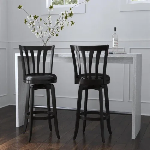 Miniatura 5 de Hillsdale Savana Taburete de cocina de madera, 29.5 pulgadas de alto, negro