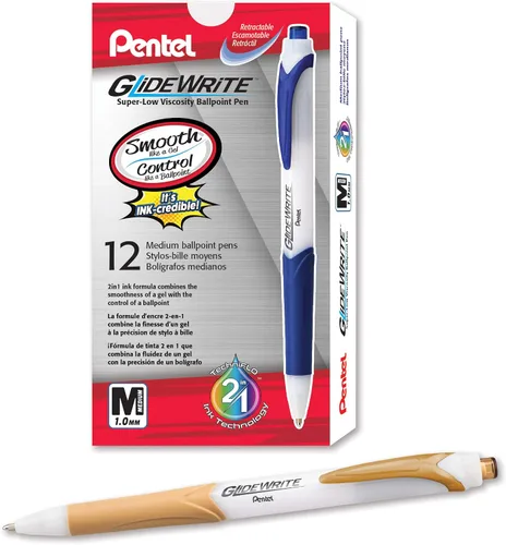 Miniatura 19 de Pentel GlideWrite - Bolígrafo con tinta TechniFlo (³/₆₄ pulgadas), trazo medio, tinta surtida, paquete de 6 (BX910BP6M)