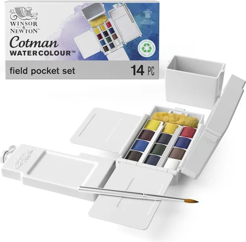Winsor & Newton 390639 - Cotman Field - Juego de 12 medias pastillas de acuarela