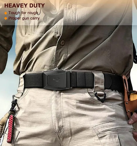 Miniatura 7 de BULLIANT Cinturón táctico para hombres, cinturón de regalo de nailon elástico de 1.5 pulgadas, para senderismo, trabajo militar, liberación rápida