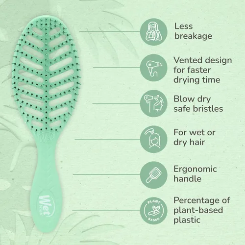 Miniatura 4 de Wet Brush Go Green Speed Dry - Cepillo de diseño ventilado y cerdas ultrasuaves HeatFlex, mango ergonómico, para cabello enredado e incontrolable