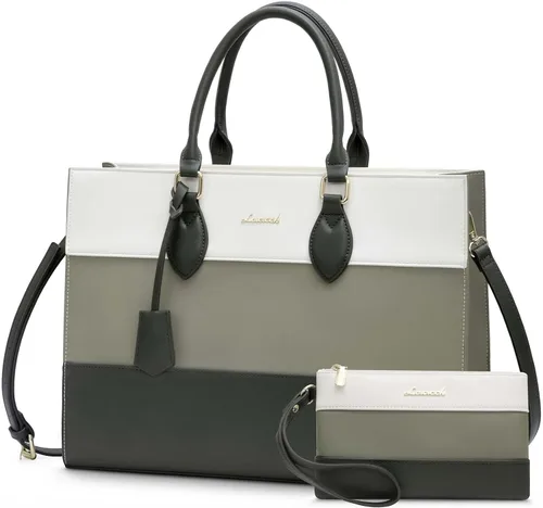 Miniatura 19 de LOVEVOOK Bolsa de mano para laptop para mujer, bolsa de trabajo, oficina, maletín para computadora con bolso de mano Negro
