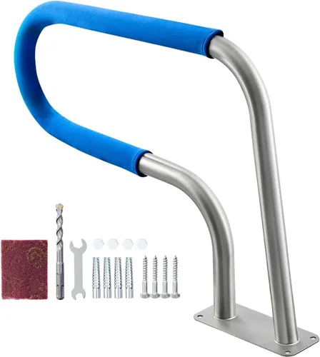 VEVOR Barandilla de piscina de 30 x 22 pulgadas, acero inoxidable 304, capacidad de carga de 250 libras, color plateado, a prueba de óxido,