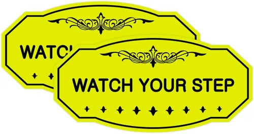 Miniatura 67 de Signs ByLITA Victorian Watch Your Step - Letrero de pared o puerta Material duradero y fácil instalación Señalización de seguridad (negro)