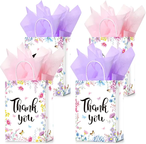 Miniatura 8 de Tinlade 30 bolsas de regalo de agradecimiento con papel de seda dorado con asa para graduación, negocios, compras, boda, ducha, regalos de fiesta