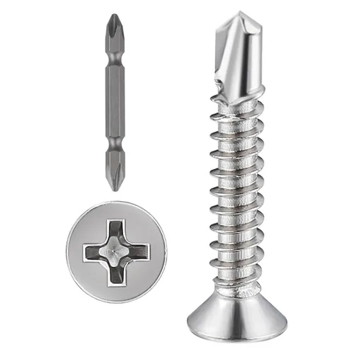 Miniatura 7 de Wensilon (300 piezas) #8×1” para chapa metálica Tornillos autorroscantes 410 de acero inoxidable negro de cabeza plana de alta resistencia Tornillos