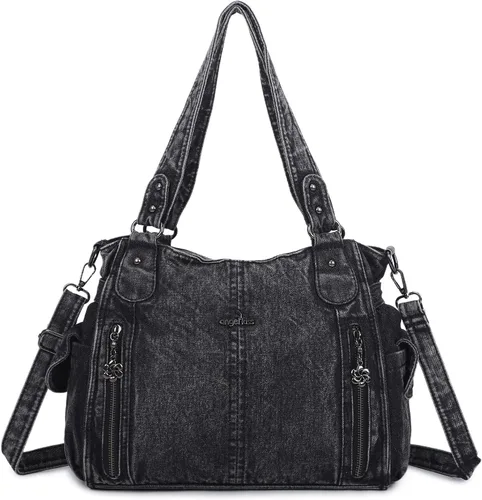 Miniatura 17 de Angel Kiss Bolsos para mujer con tiras en la parte superior, bolso estilo Hobo, bolsas de hombro espaciosas y casuales, cartera estilo Tote de PU