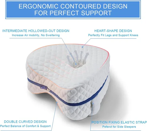 Miniatura 3 de BEAUTRIP Almohada de rodilla para dormir de lado, almohadón de espuma viscoelástica con contorno de cuña, cojín de apoyo con funda lavable