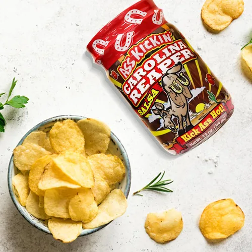 Miniatura 7 de KICKIN' Carolina Reaper Hot Spicy Salsa – 13 onzas – Salsa picante gourmet premium de Carolina Reaper para chips de tortilla, verduras y burritos