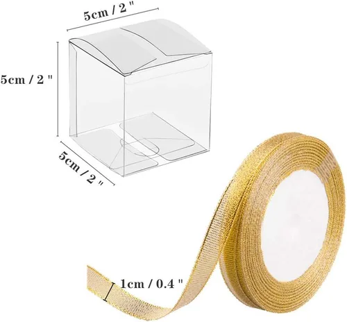 Miniatura 2 de JOERSH Cajas transparentes de 2x2x2 pulgadas para recuerdos con cintas de regalo, 120 piezas, Mini cajas cúbicas transparentes para bodas, baby