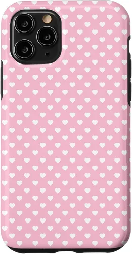Miniatura 28 de Funda para iPhone 11 Pro Max con diseño de corazones, color rosa claro, blanco y rosa claro para mujeres y niñas