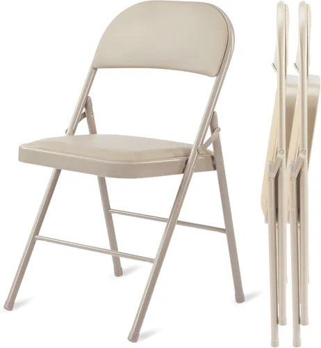 Miniatura 13 de YSSOA Paquete de 2 sillas plegables con asientos acolchados de vinilo y marco de metal duradero para fiestas en interiores y exteriores, hogar