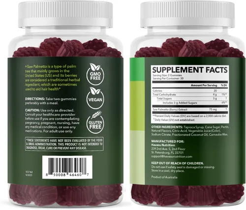 Miniatura 9 de Gomitas Saw Palmetto para hombres, suplemento bloqueador DHT para la salud del cabello y calvicie con patrón masculino, 60 unidades, apoya