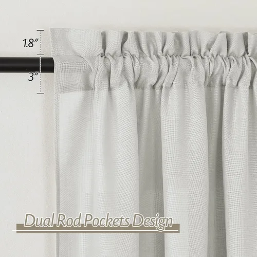 Miniatura 2 de RYB HOME Cortinas de lino gris – Mezcla de lino natural para una decoración elegante del hogar, dormitorio, puertas correderas, 70 pulgadas de ancho