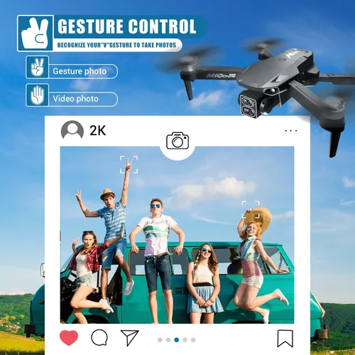 Miniatura 6 de Dron con cámara para adultos y niños, mini dron 2K con una tecla para despegar/aterrizar FPV Drone con motor sin escobillas, retención de altitud