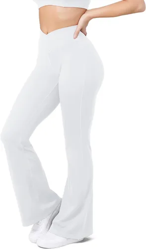 Miniatura 102 de HEGALY Pantalones de yoga acampanados para mujer, leggings cruzados, suaves, de cintura alta, pantalones casuales de entrenamiento con corte de bota