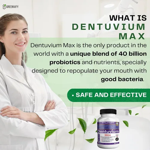 Miniatura 7 de Suplemento probiótico Dentuvium Max, 40 mil millones de UFC, apoya la salud digestiva de los dientes, encías, garganta, sin gluten, sin azúcar, sin