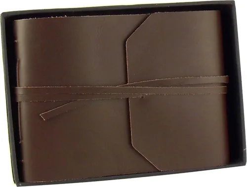 Miniatura 4 de Álbum de fotos rústico de cuero genuino con caja de regalo, páginas estilo álbum de recortes, capacidad para 100 fotos de 4 x 6 o 5 x 7 pulgadas