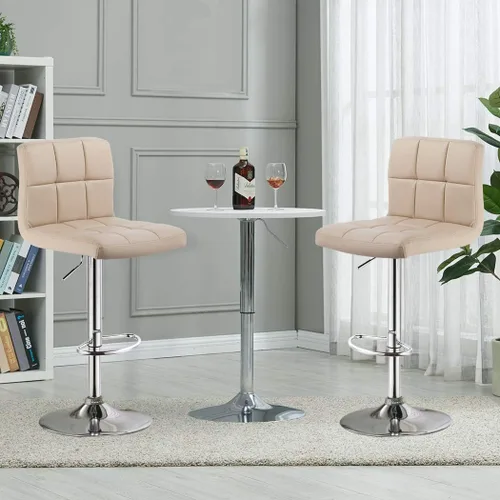 Miniatura 7 de DUHOME Taburete de bar WY-451 giratorio ajustable con respaldo juego de 2 taburetes de bar (capuchino)