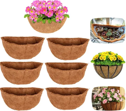 Miniatura 11 de Forros semicirculares de fibra de coco, 1 paquete de revestimientos de coco para cesta colgante, forro de coco de 10 pulgadas, transpirable