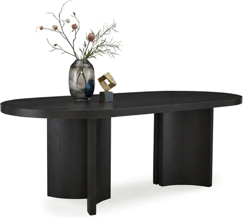 Signature Design by Ashley Rowanbeck - Mesa de comedor minimalista para 8 personas, color negro