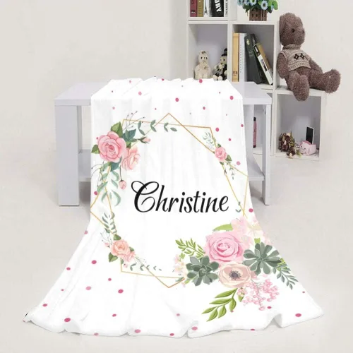 Miniatura 3 de Manta de bebé personalizada con nombre para niñas, mantas con nombre de bebé floral personalizadas para bebés, recién nacidos