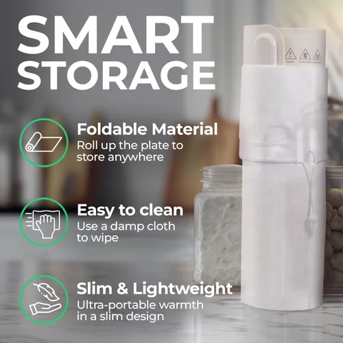Miniatura 4 de EconoHome Bandeja de calentamiento eléctrica, tapete eléctrico de superficie completa para calentar alimentos, calentamiento rápido, enrollable