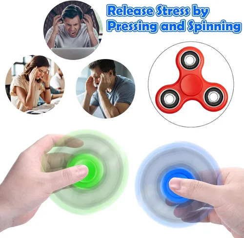 Miniatura 7 de SCIONE Fidget Spinners - Paquete de 5 juguetes sensoriales para aliviar el estrés para adultos y niños, juguetes para reducir la ansiedad, rellenos