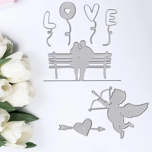 Miniatura 5 de Hying Troqueles de corte para amantes del día de San Valentín para hacer tarjetas y decoraciones de álbumes de fotos, flechas de Cupido troqueladas