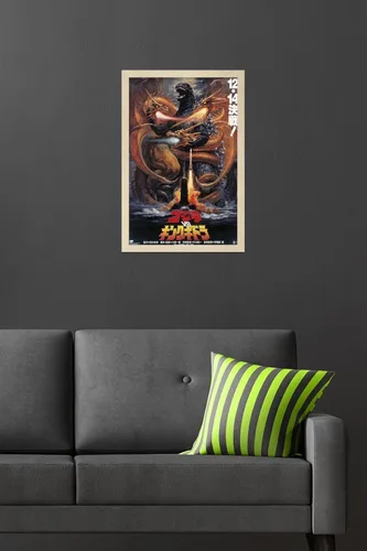 Miniatura 6 de Trends International Godzilla - Póster de pared Godzilla vs King Ghidorah (1991), 22.4 pulgadas de largo x 14.7 pulgadas, versión rubia enmarcada