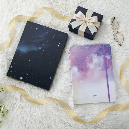 Miniatura 3 de SIIXU Cuaderno de Arte Espacial para Escribir, Diario B5 Decorado con 160 Páginas en Blanco Coloridas, Diseño Único de Galaxia en Cada Página