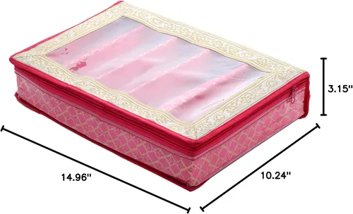Miniatura 5 de Kuber Industries Brocade Hardboard Cinco Varillas Brazalete Caja (Rosa) - CTKTC42025