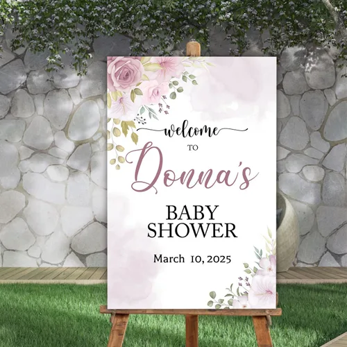 Miniatura 12 de Letrero de bienvenida personalizado para baby shower, con texto en inglés «A Little Sweetheart on the way» Baby Shower, cartel de bienvenida