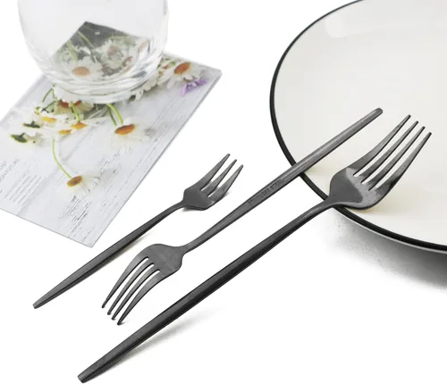 Miniatura 6 de JASHII Juego de cubiertos de 32 piezas con tenedor para tartas y cuchara de mango largo, cubiertos de acero inoxidable para 4 juegos de vajilla