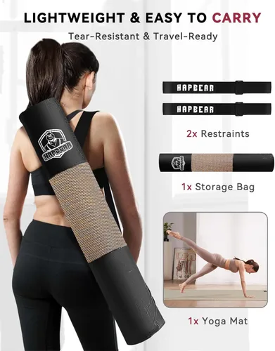 Miniatura 6 de HAPBEAR Tapete de yoga extra grande (84 x 30 pulgadas), lino natural duradero de 1/4 pulgadas de grosor, antideslizante y resistente al desgarro