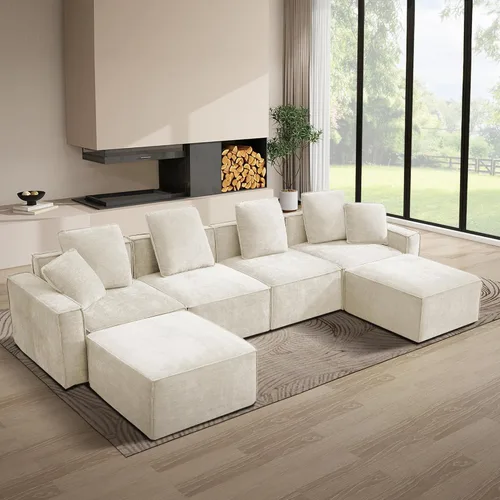 Miniatura 10 de WILLOVE Juego de sofá modular modular, sofá nube de felpilla con reposabrazos anchos y 8 almohadas, sofás de asiento profundo para sala de estar, 4
