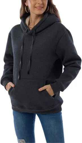 Miniatura 3 de Sudadera con capucha para mujer, forro polar, sherpa, para invierno, casual, ajuste holgado