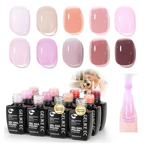 Miniatura 11 de gelike ec Juego de esmaltes de gel de Navidad: esmalte de uñas de gel altamente pigmentado con capa base libre de hema y tarjetas
