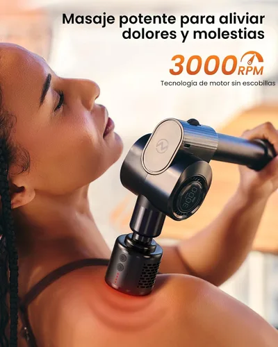 Miniatura 6 de NAPRE Pistola de masaje con calor y cabeza fría, masajeador de espalda de percusión de tejido profundo para alivio del dolor muscular/cuello/cuerpo
