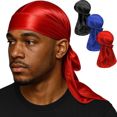 Miniatura 35 de Premium Durag Pack for Men, Silky Doo Rag for 360 540 720 Waves