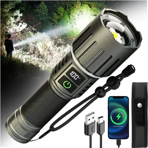 Miniatura 9 de Victoper Linterna LED Paquete de 6, Linternas Tácticas Brillantes de 2000 Lúmenes de Alto Lumen con 5 Modos, Linterna con Zoom de Enfoque Negro