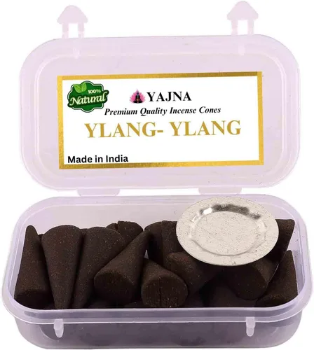 Yajna YLANG-YLANG - Conos de incienso 100% naturales hechos a mano, sumergidos a mano, orgánicos, sin productos químicos para purificación,