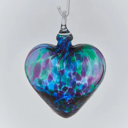 Glass Eye Studio Adornos clásicos de corazón (chip de mosaico azul)