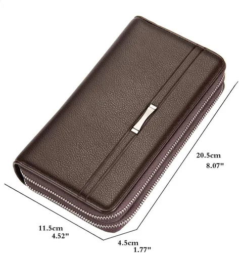 Miniatura 8 de Hebetag Cartera de cuero para hombre, organizador de muñeca