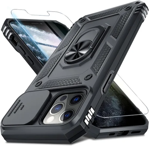 Miniatura 159 de Janmitta - Funda para iPhone 14 Pro con cubierta deslizante para lente de cámara incorporada + protector de pantalla, funda de cuerpo completo