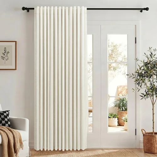 Miniatura 78 de Pitalk Cortinas cortas 100% opacas de lino para cafetería, 40 pulgadas de largo, 2 paneles, cortinas de puerta francesa para ventana, cortina