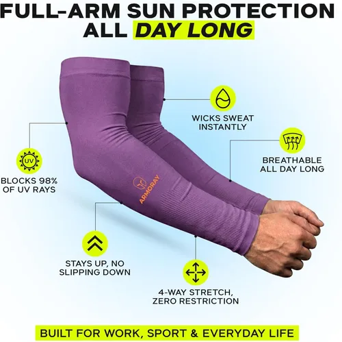 Miniatura 2 de ARMORAY Mangas de brazo para hombres y mujeres, UPF 50, manga de compresión deportiva de enfriamiento para baloncesto, golf, correr, cobertura