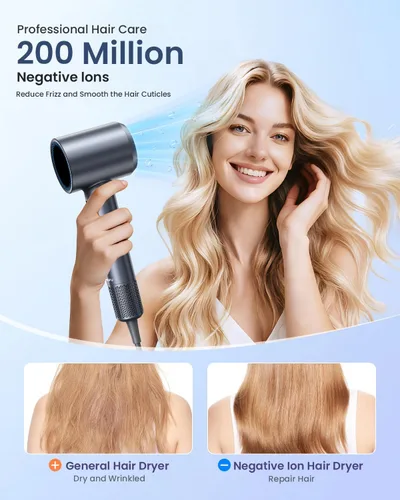 Miniatura 2 de Secador de pelo, 150000 RPM secador de pelo profesional de alta velocidad, secador de pelo iónico negativo para secado rápido, secador de pelo