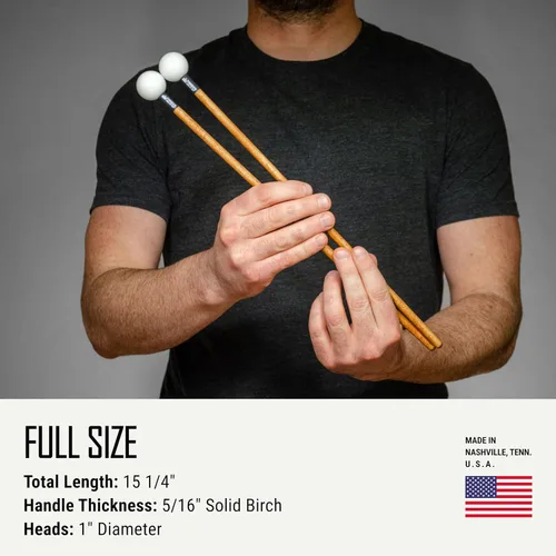 Miniatura 4 de Timber Drum Co. Paquete de Mazos de Percusión — ENSAMBLADO EN EE.UU. — Baquetas para Marimba, Redoble de Platillos, Glockenspiel, Bloque de Madera